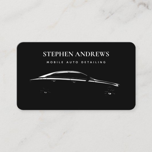 Auto zur Reinigung Auto Reparatur schwarz Visitenkarte (Vorderseite)