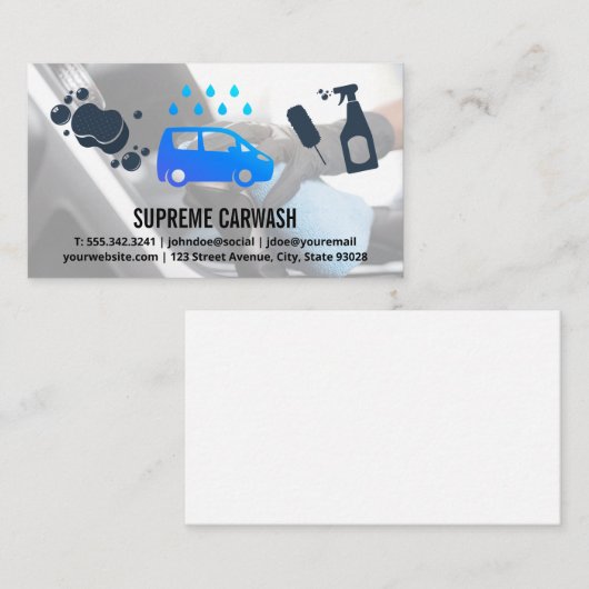 Autoabfall und Detailinformationen | Carwash-Logo Visitenkarte (Vorne/Hinten)