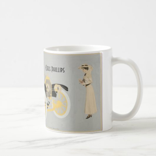 Autoanzeige illustriert durch Coles Phillips Kaffeetasse (Rechts)