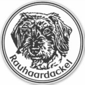 Autoaufkleber Rauhaardackel Teckel rund  Aufkleber (Vorderseite)
