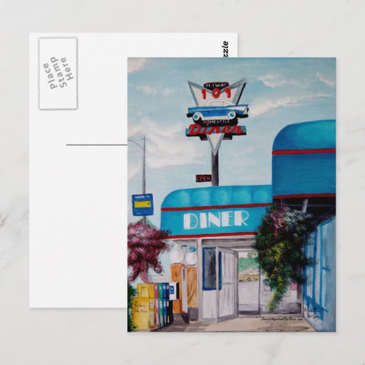 Autobahn 101 Diner Postkarte (Vorne/Hinten)