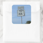 Autobahn A1A Süd Schild in Key West Foto Quadratischer Aufkleber (Tasche)