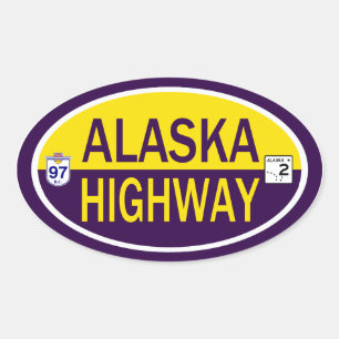 Autobahn Alaska Ovaler Aufkleber