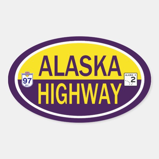 Autobahn Alaska Ovaler Aufkleber (Vorderseite)