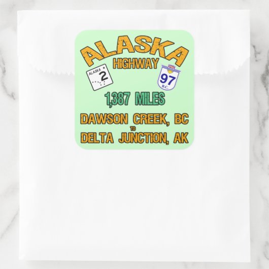 Autobahn Alaska Quadratischer Aufkleber (Tasche)