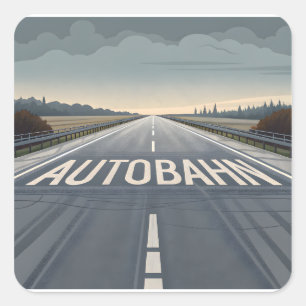 Autobahn Endlose Straßenperspektive Kunst Quadratischer Aufkleber