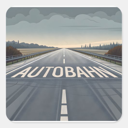 Autobahn Infinite Road Perspective Art Quadratischer Aufkleber (Vorderseite)