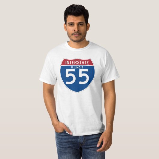 Autobahn-Schild Illinois IL I-55 - T-Shirt (Vorne ganz)