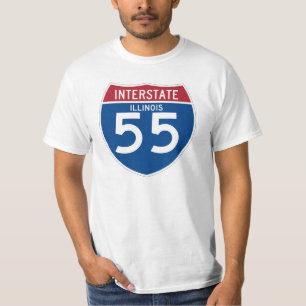 Autobahn-Schild Illinois IL I-55 - T-Shirt