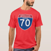 Autobahn-Schild Kansas KS I-70 - T-Shirt (Vorderseite)