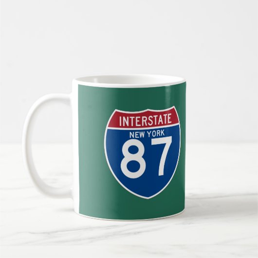 Autobahn-Schild New York NY I-87 - Kaffeetasse (Links)