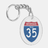 Autobahn-Schild Texas TX I-35 - Schlüsselanhänger (Vorderseite links)