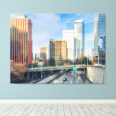 Autobahn zur Stadt Leinwanddruck (Insitu (Holzboden))