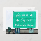 Autobahnsigne - CA-18 Palmdale Rd. Postkarte (Vorne/Hinten)