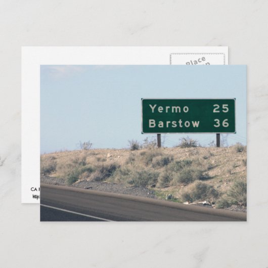 Autobahnzeichen - Meilen nach Yermo & Barstow Postkarte (Vorne/Hinten)