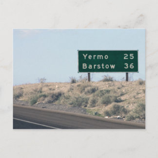 Autobahnzeichen - Meilen nach Yermo & Barstow Postkarte