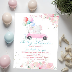 Autoballons dosieren mit Babydusche florales Laufw Einladung