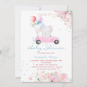 Autoballons dosieren mit Babydusche florales Laufw Einladung (Vorderseite)