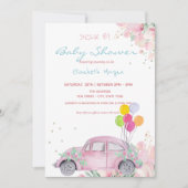 Autoballoons Sterne Blumenantrieb mit Babydusche Einladung (Vorderseite)