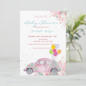 Autoballoons Sterne Blumenantrieb mit Babydusche Einladung (Stehend Vorderseite)