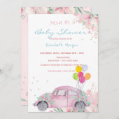 Autoballoons Sterne Blumenantrieb mit Babydusche Einladung (Vorne/Hinten)