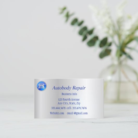 Autobody Repair Shiny Metal Background Visitenkarte (Stehend Vorderseite)