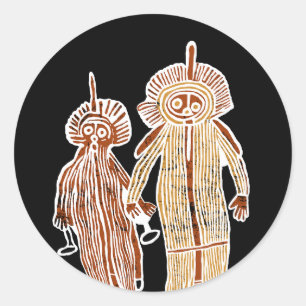 autochthoner Kunst-Petroglyph-Symbol Runder Aufkleber