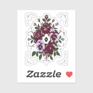 Autocollant Botanique Bouquet de Roses Violettes Aufkleber