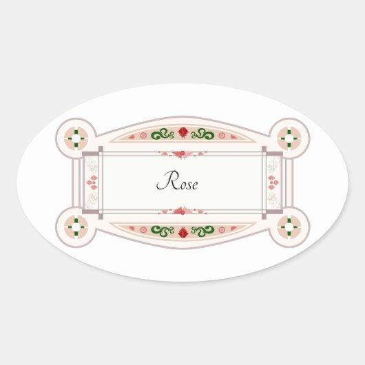 Autocollant rétro avec étiquette Rose Ovaler Aufkleber (Vorderseite)