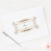 Autocollant rétro avec étiquette Rose Ovaler Aufkleber (Umschlag)