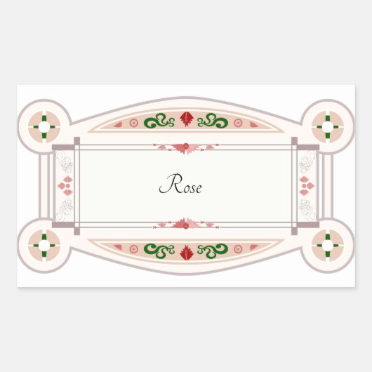 Autocollant rétro avec étiquette Rose Rechteckiger Aufkleber (Vorderseite)
