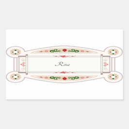 Autocollant rétro avec étiquette Rose Rechteckiger Aufkleber