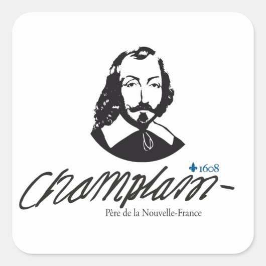 Autocollant x20 Champlain père Nouvelle-Frankreich Quadratischer Aufkleber (Vorderseite)