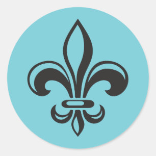 Autocollant x20 Fleur de lys français moderne noir Runder Aufkleber