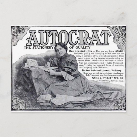 Autocrat Stationery Ad Postkarte (Vorderseite)