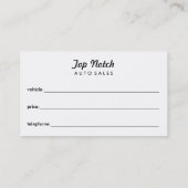 Autodealership-Auto-Verkäufe Visitenkarte (Rückseite)