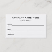 AutoDealership u. Auto-Verkaufs-Mitarbeiter Visitenkarte (Rückseite)