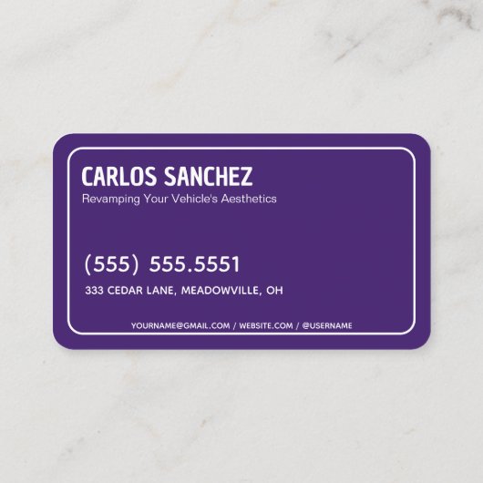 Autodetails Visitenkarte (Rückseite)