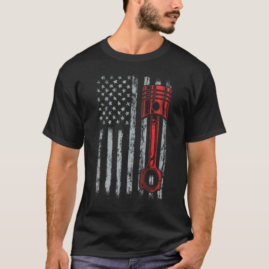 Autoenthusiasten amerikanische Fahne Pistole Muscl T-Shirt (Vorderseite)
