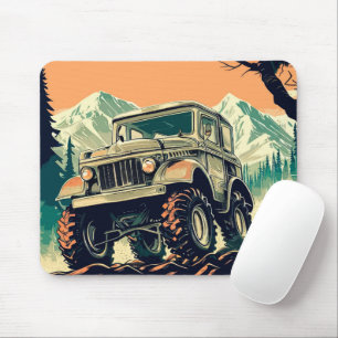 Autofahren im Vintagen Stil des Waldes Mousepad