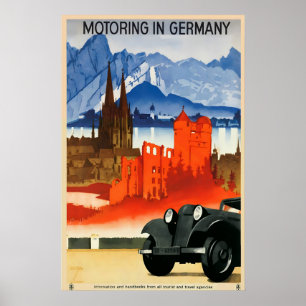 Autofahren in Deutschland Vintage-Reiseposter Poster