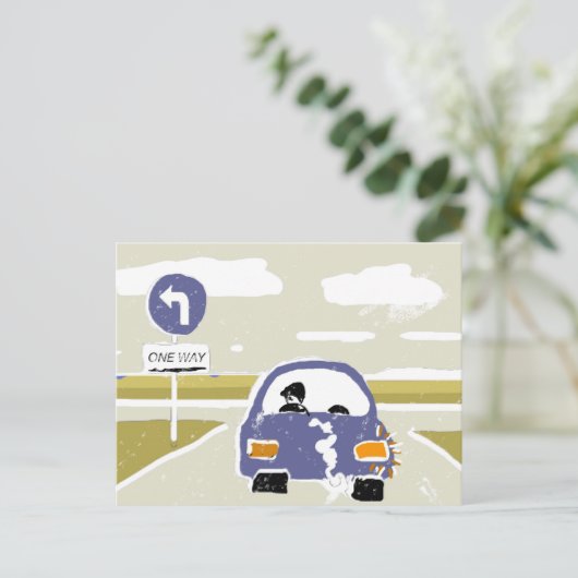 Autofahren Postkarte (Stehend Vorderseite)