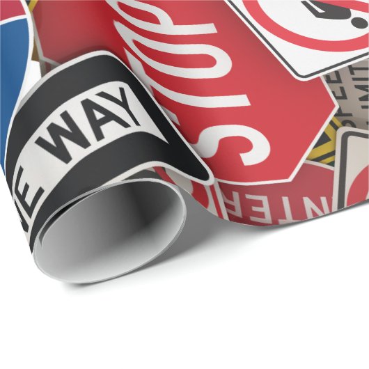 Autofahrer-Autofahrer-Fun Road-Sign Collage Geschenkpapier (Rolleneckpunkt)