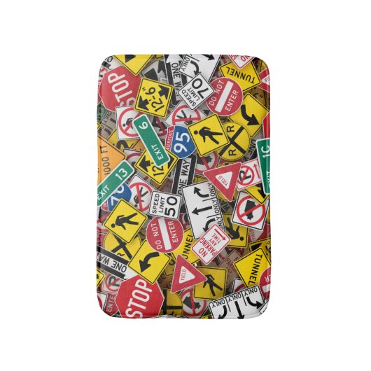 Autofahrer-Fun Road-Sign Collage Badematte (Vorderseite Vertikal)