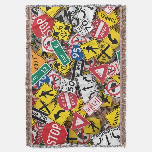 Autofahrer-Fun Road-Sign Collage Decke (Vorderseite Vertikal)