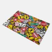 Autofahrer-Fun Road-Sign Collage Fußmatte (Schrägansicht)