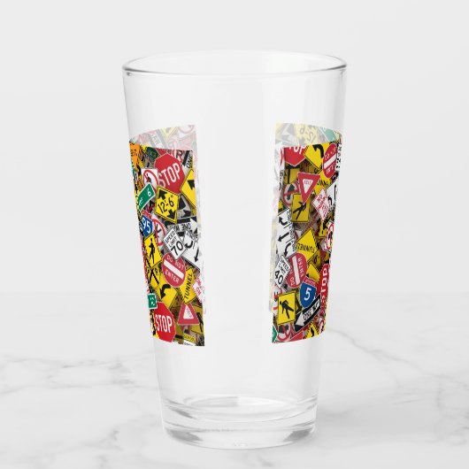 Autofahrer-Fun Road-Sign Collage Glas (Links)