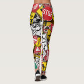 Autofahrer-Fun Road-Sign Collage Leggings (Rückseite)