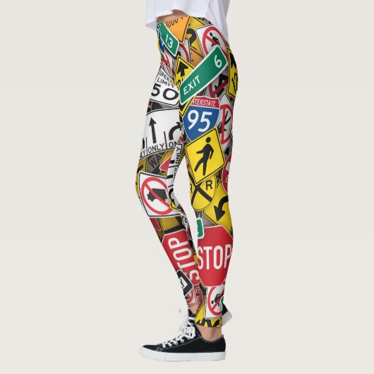Autofahrer-Fun Road-Sign Collage Leggings (Links)