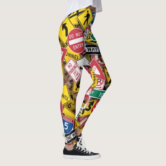 Autofahrer-Fun Road-Sign Collage Leggings (Rechts)